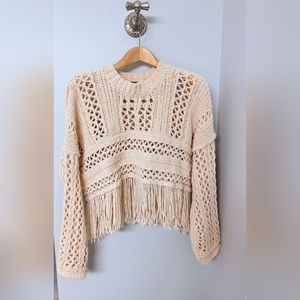 Free People, Fringed Sweater, Size M never worn